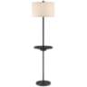 Lite Source Tungsten Dark Bronze Tray Table Floor Lamp with Outlet and USB