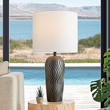 Lite Source Tyrion 29" Black Concrete LED Outdoor Table Lamp