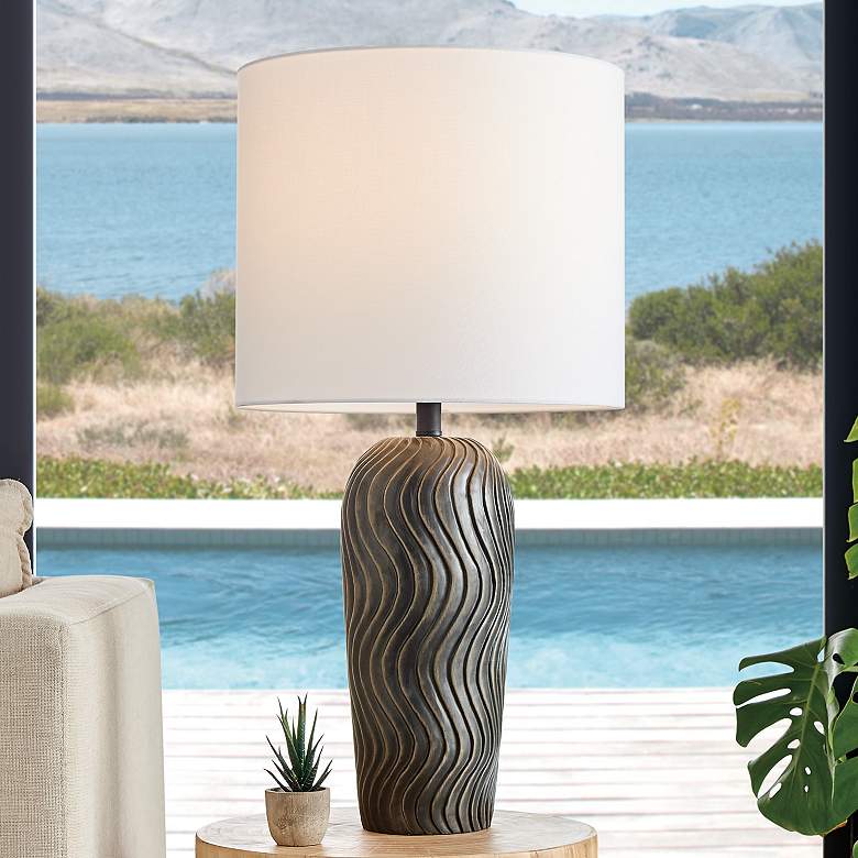 Image 1 Lite Source Tyrion 29" Black Concrete LED Outdoor Table Lamp