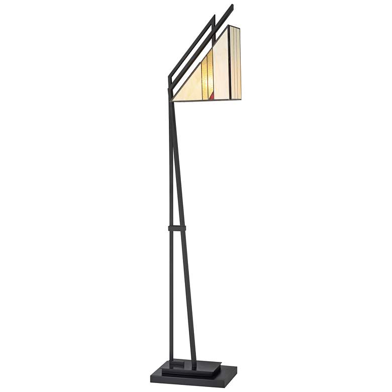 Image 1 Lite Source Verda Antique Black Tiffany-Style Glass Floor Lamp