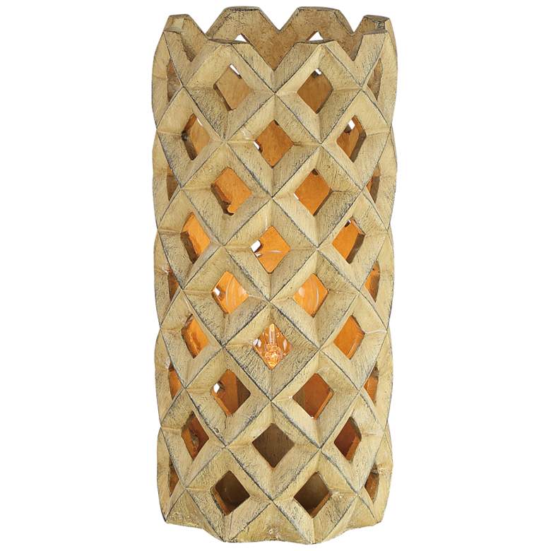 Image 1 Lite Source Wesler 12 3/4"H Wood Uplight Accent Table Lamp
