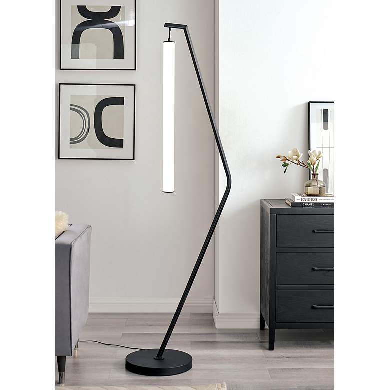 Image 1 Lite Source Wilfred 71" High Angled Base Black Floor Lamp