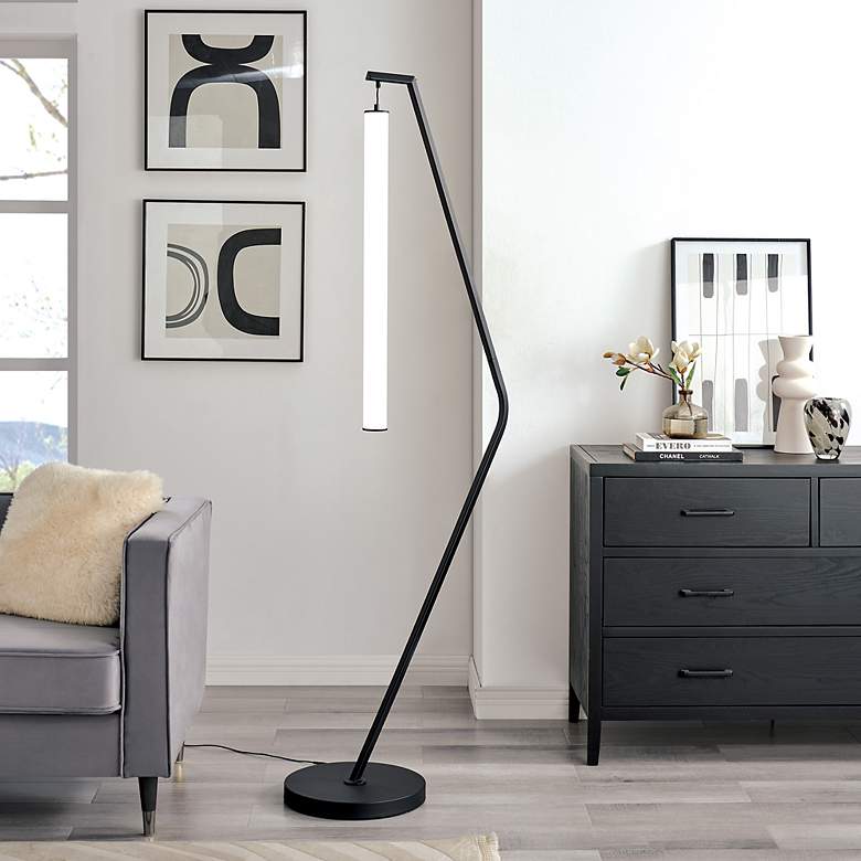 Image 3 Lite Source Wilfred 71" High Angled Base Black Floor Lamp more views