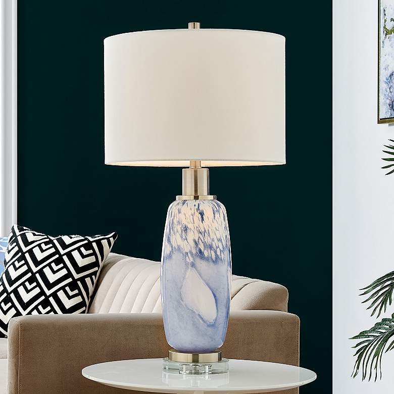 Image 1 Lite Source Winfield 30 1/2" High Modern Blue Art Glass Table Lamp
