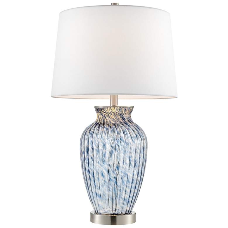 Image 1 Lite Source Wyatt Table Lamp Blue Glass