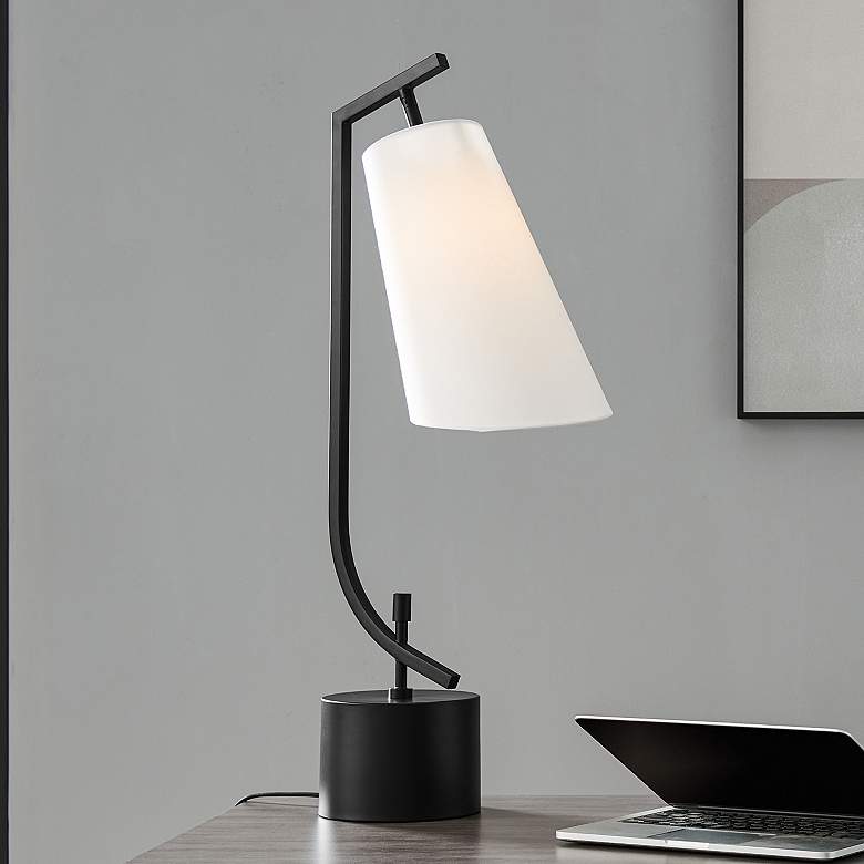 Image 1 Lite Source Xandra Black Metal Angular Modern Table Lamp