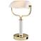 Lite Source Yanni 15" White and Gold Banker Desk Lamp with USB Port