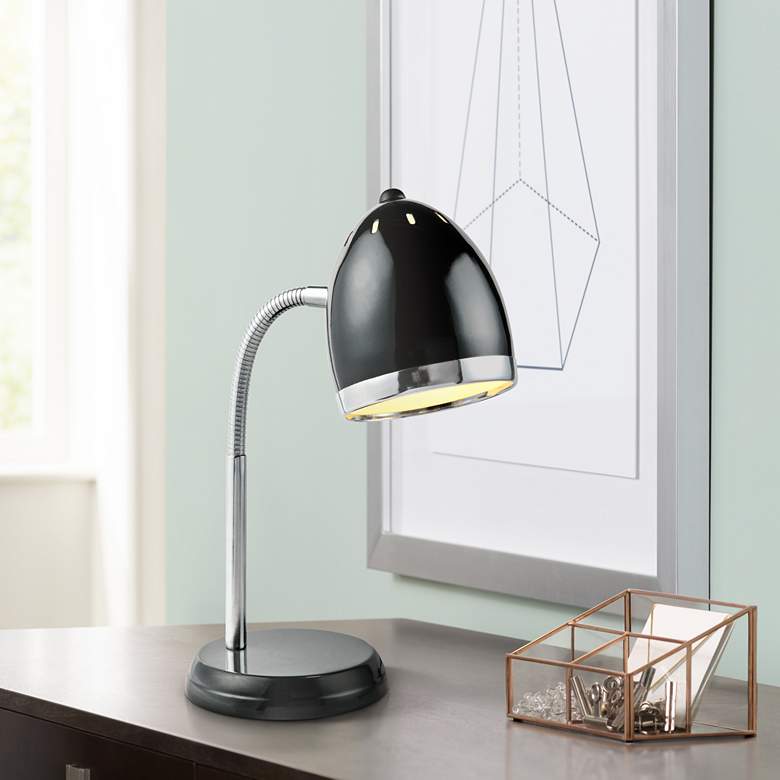 Image 1 Lite Source Zachary Black and Chrome Gooseneck Desk Lamp