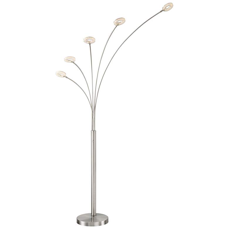 Image 2 Lite Source Zale 88" Brushed Nickel 5-Light LED Arc Floor Lamp