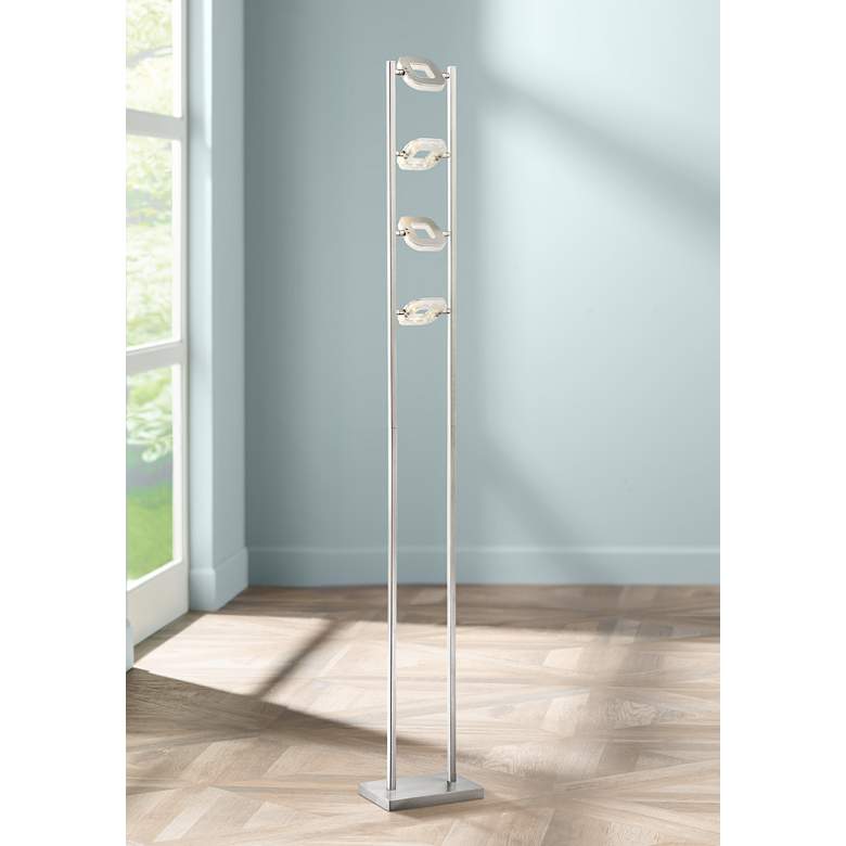 Image 1 Lite Source Zale Brushed Nickel 4-Light LED Floor Lamp