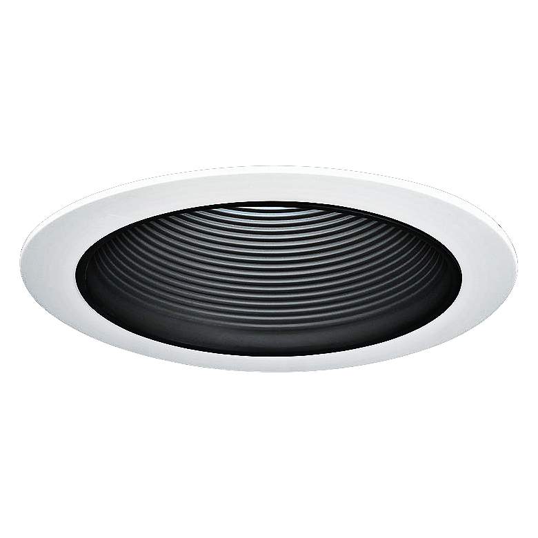 Image 1 Lithonia 4" Round Black Shallow Baffle Recessed Light Trim