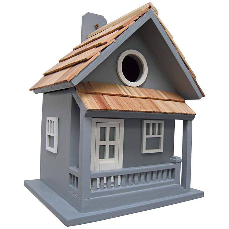 Image 1 Little Cabin Hand-Painted Blue Birdhouse