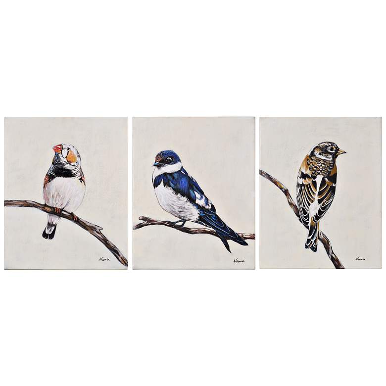 Image 1 Little Flock 3-Piece 20 inch High Bird Canvas Wall Art Set