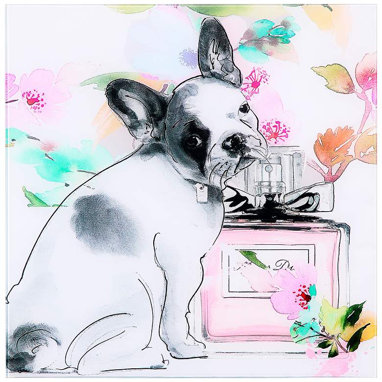Image 2 Little Frenchie 21 3/4" Square Glass Graphic Wall Art