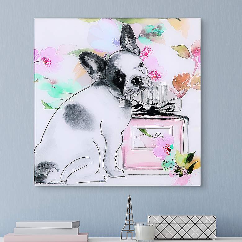 Image 1 Little Frenchie 21 3/4" Square Glass Graphic Wall Art