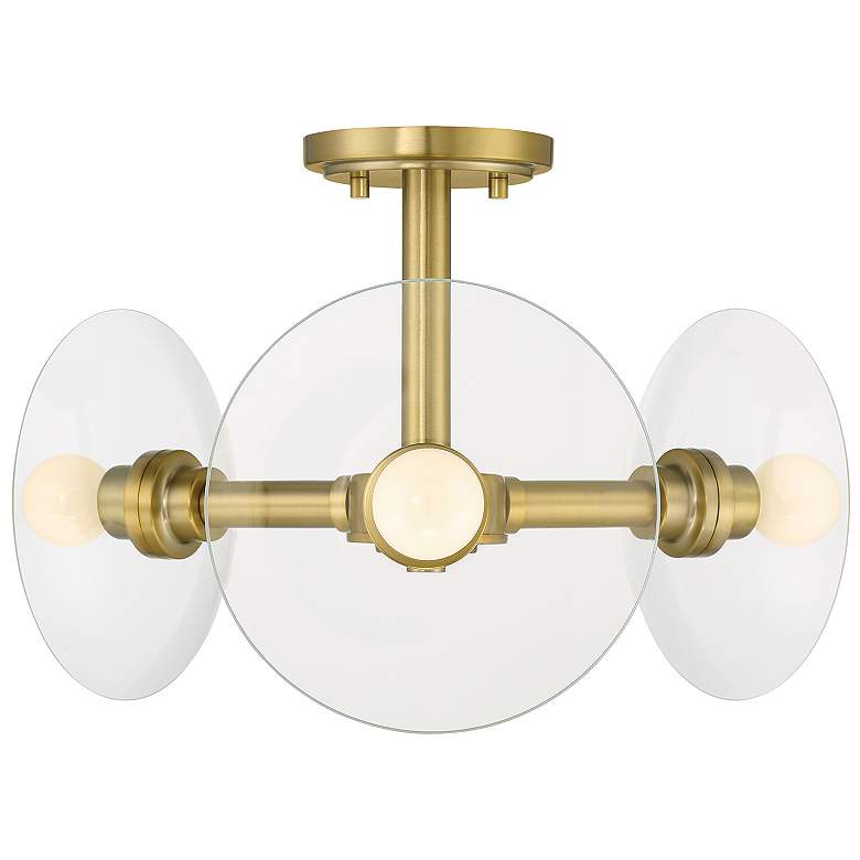 Image 1 Litto 14.75 in. 3-Light Brushed Gold Modern Semi Flush Mount Light