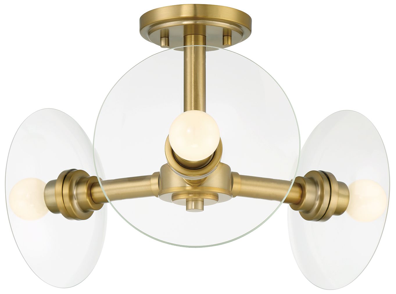 Image 5 Litto 14.75 in. 3-Light Brushed Gold Modern Semi Flush Mount Light more views