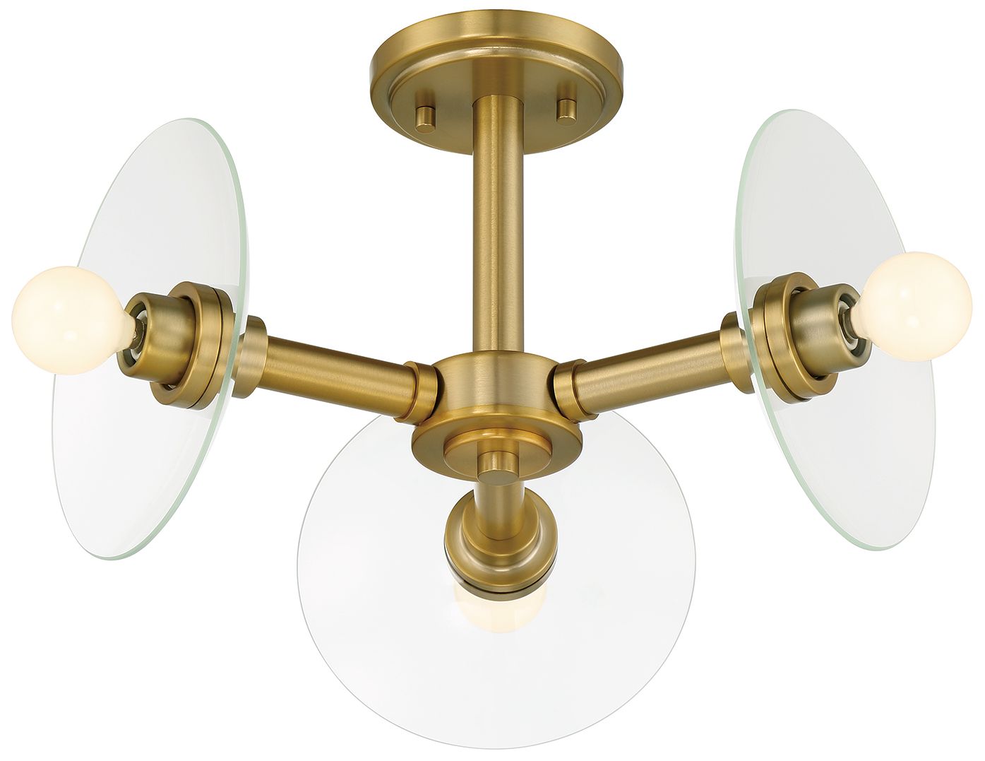 Image 6 Litto 14.75 in. 3-Light Brushed Gold Modern Semi Flush Mount Light more views
