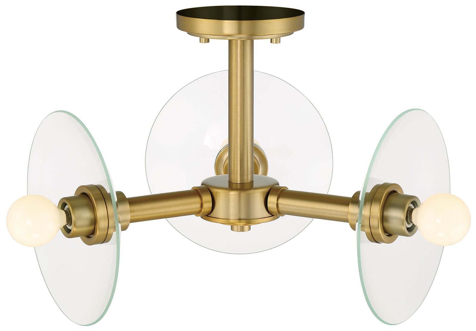 Image 7 Litto 14.75 in. 3-Light Brushed Gold Modern Semi Flush Mount Light more views