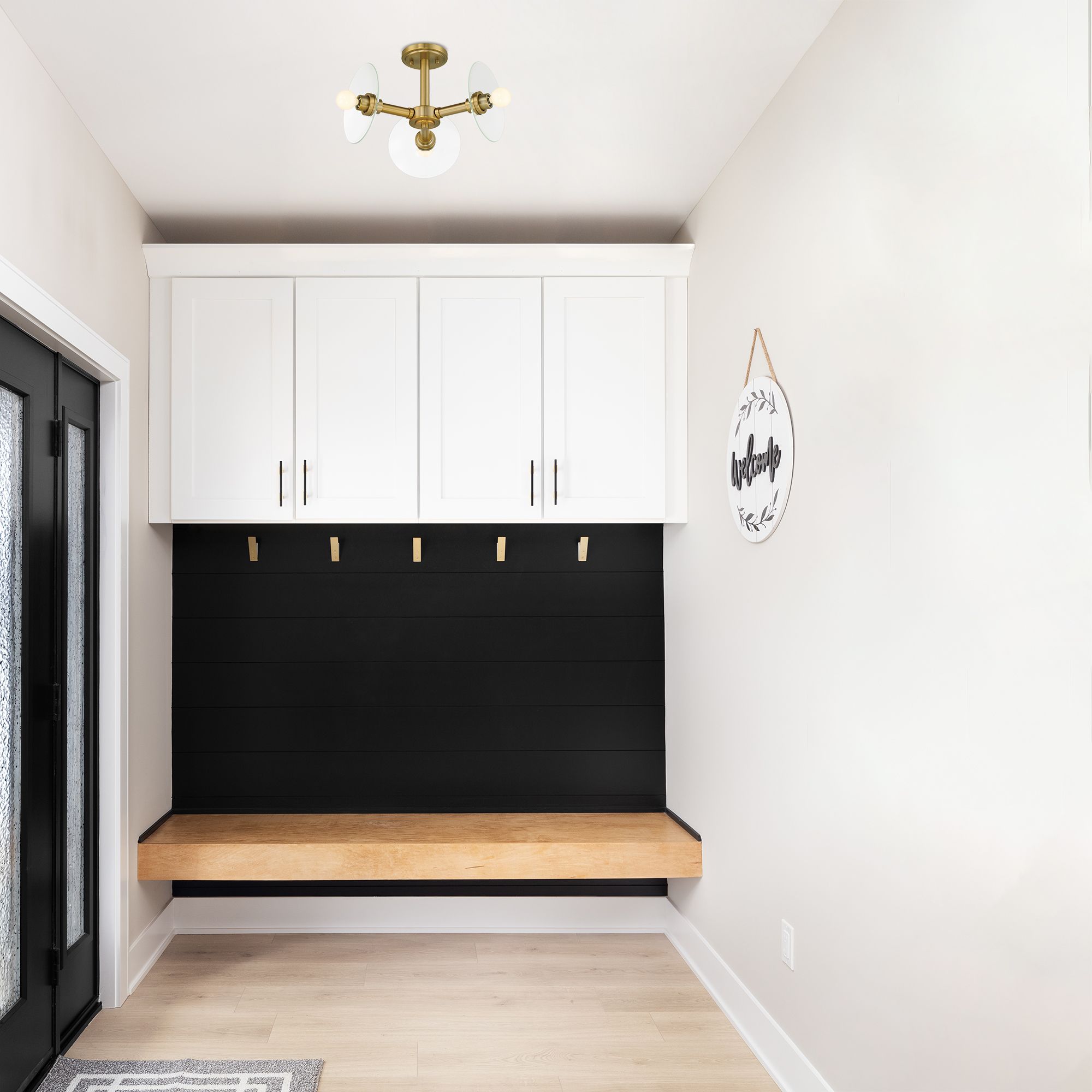 Litto 14.75 in. 3-Light Brushed Gold Modern Semi Flush Mount Light