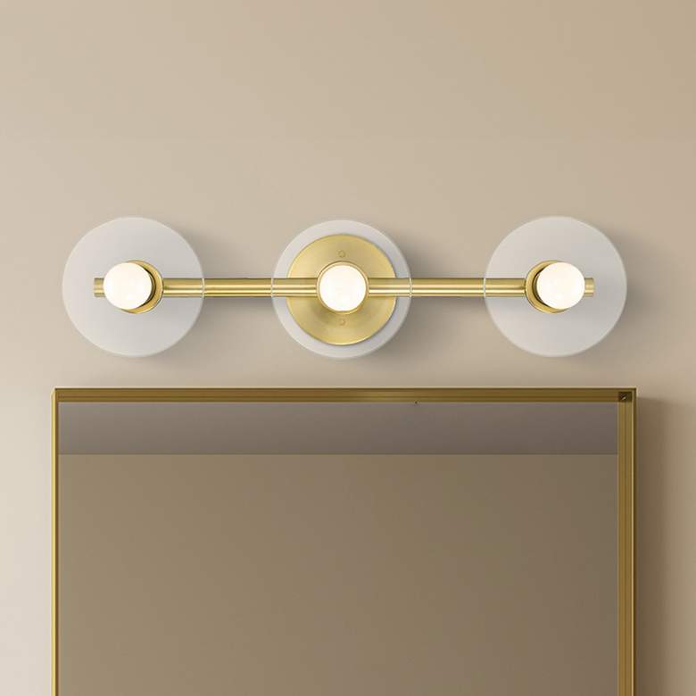 Image 1 Litto 24 in. 3-Light Brushed Gold Modern Vanity Light with Glass Shade