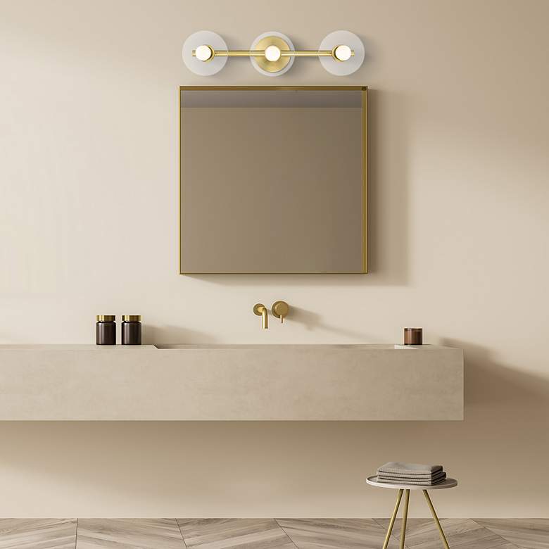 Image 4 Litto 24 in. 3-Light Brushed Gold Modern Vanity Light with Glass Shade more views