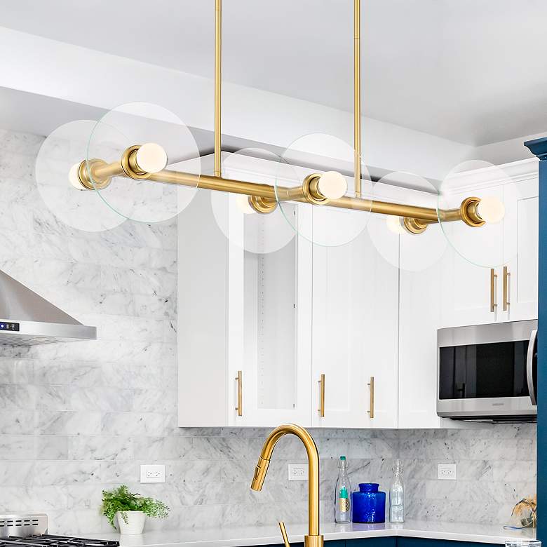 Image 1 Litto 36" Wide Brushed Gold 6-Light Linear Pendant