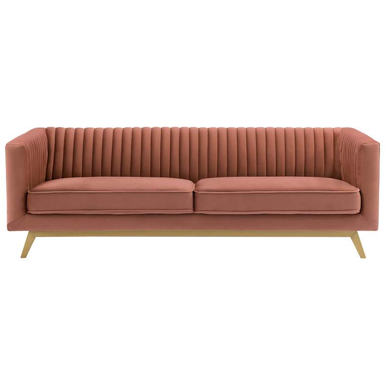 Image 1 Liv 83 In. Sofa in Blush Velvet, Wood and Metal Legs