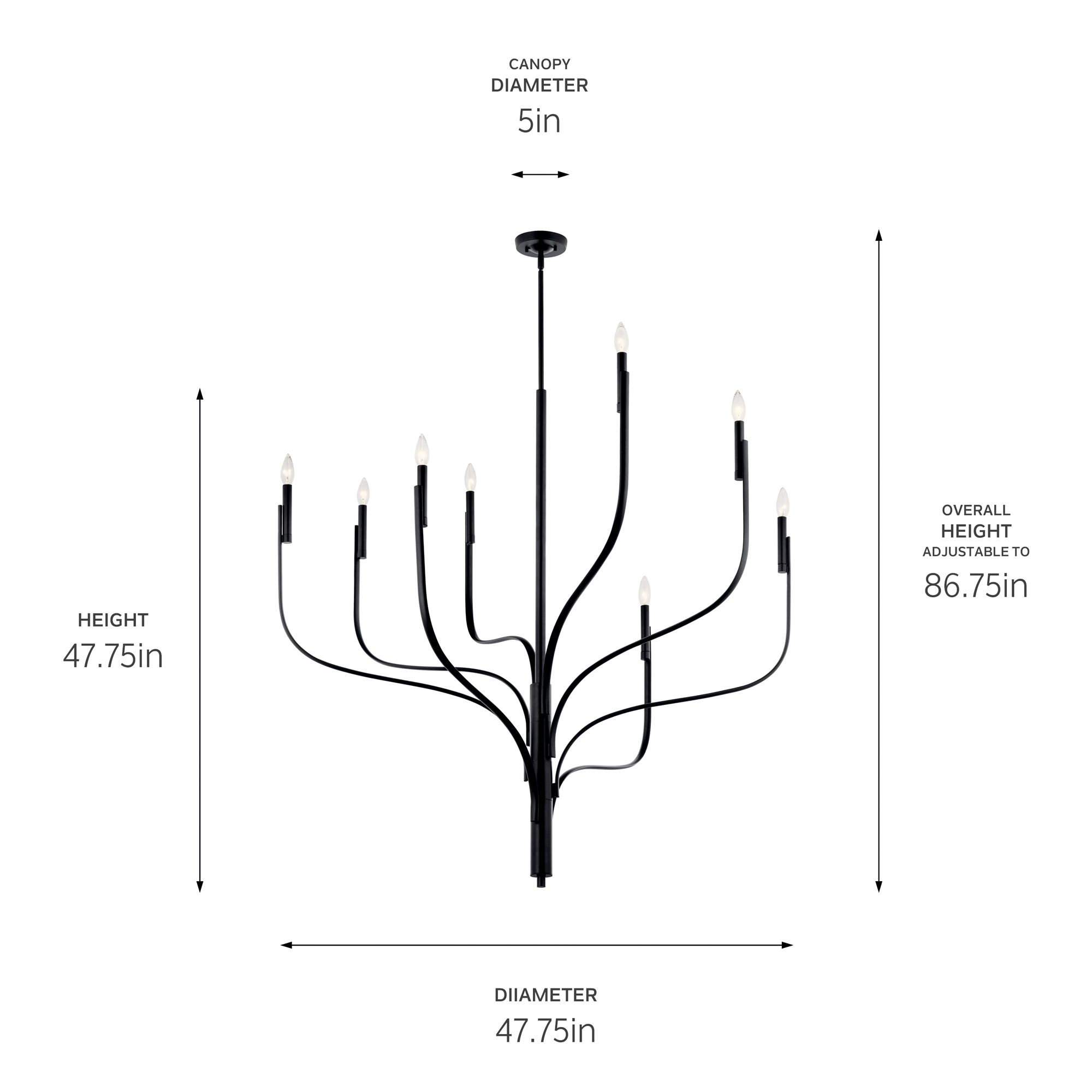 Image 7 Livadia 47.75 Inch 8 Light Chandelier in Black more views