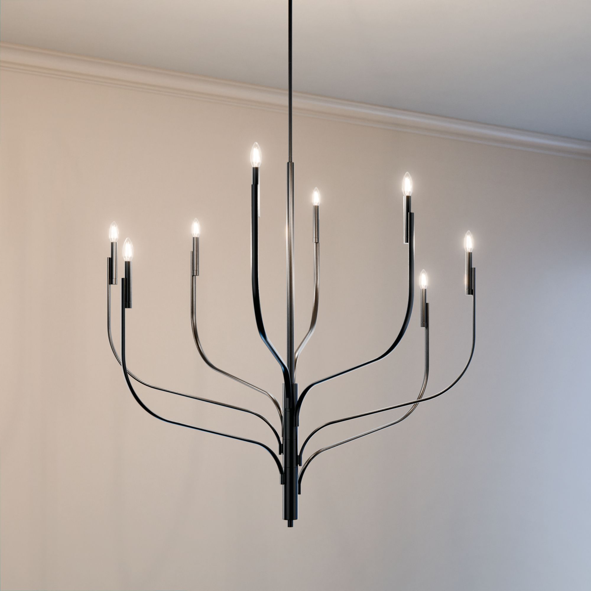 Livadia 47.75 Inch 8 Light Chandelier in Black