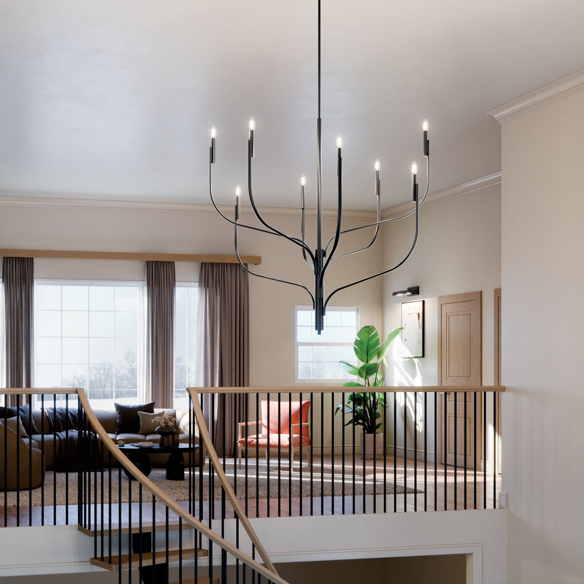 Livadia 47.75 Inch 8 Light Chandelier in Black