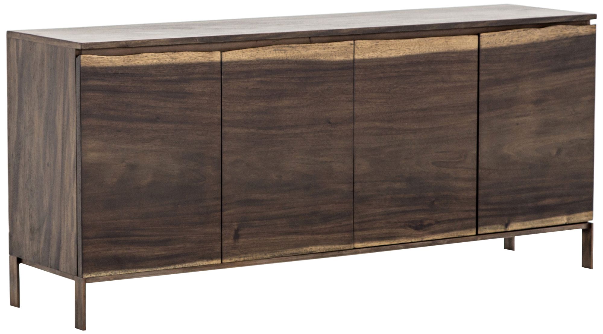 Live Edge 70" Wide 4-Door Smoked Saman Wood Sideboard