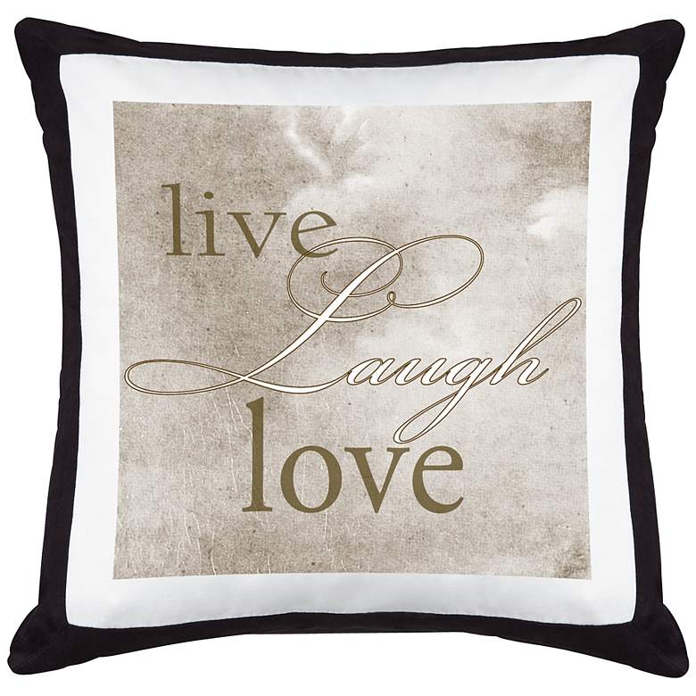 Image 1 Live, Laugh, Love Black Canvas and Microsuede 18 inchW Pillow