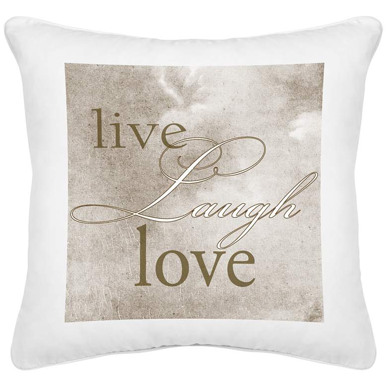 Image 1 Live, Laugh, Love White Canvas 18 inch Square Decorative Pillow