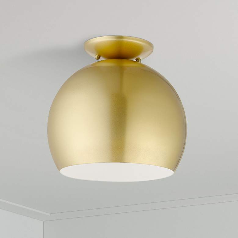 Image 1 Livex 10" Wide 1-Light Soft Gold Modern Semi-Flush Mount Ceiling Light