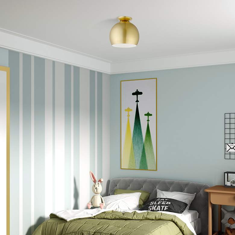 Image 7 Livex 10" Wide 1-Light Soft Gold Modern Semi-Flush Mount Ceiling Light more views
