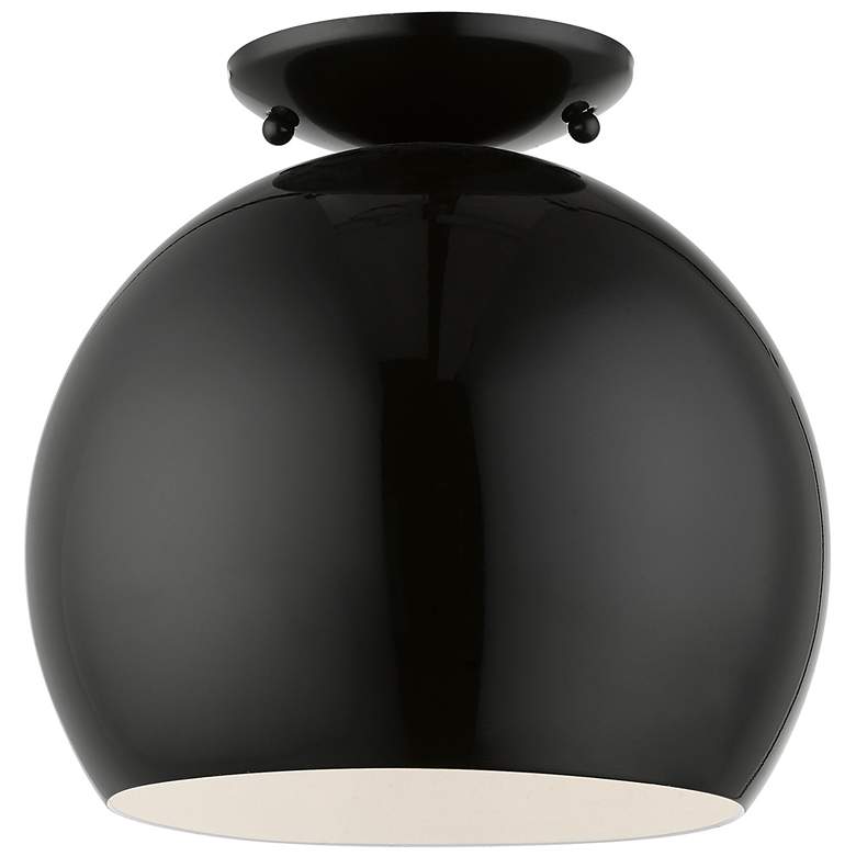 Image 2 Livex 10" Wide Black Dome Modern Semi-Flush Mount Ceiling Light