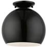 2_Livex 10" Wide Black Dome Modern Semi-Flush Mount Ceiling Light