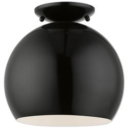 Livex 10" Wide Black Dome Modern Semi-Flush Mount Ceiling Light