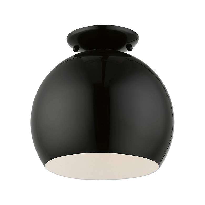 Image 3 Livex 10" Wide Black Dome Modern Semi-Flush Mount Ceiling Light more views