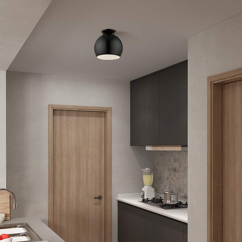 Image 7 Livex 10" Wide Black Dome Modern Semi-Flush Mount Ceiling Light more views