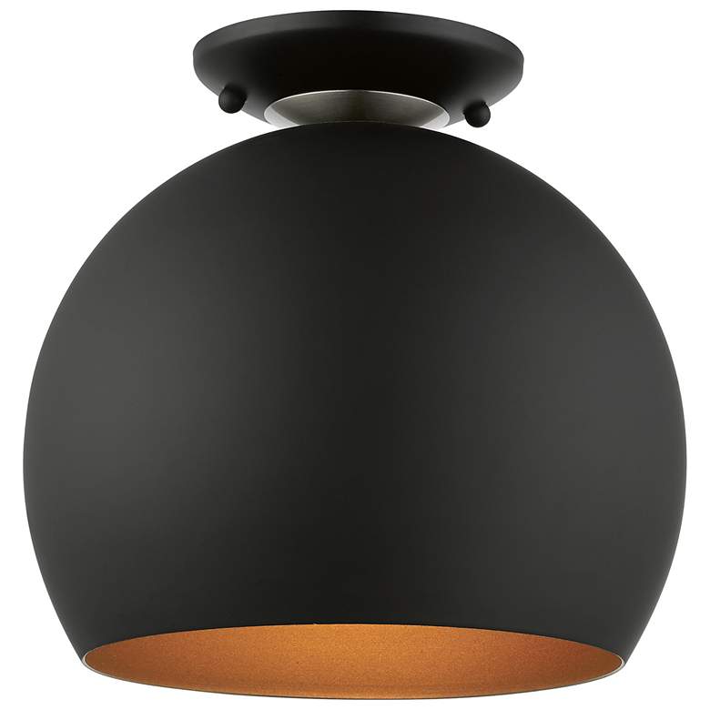 Image 1 Livex 10" Wide Modern Dome Black Semi-Flush Mount Ceiling Light