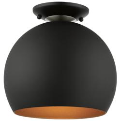 Livex 10" Wide Modern Dome Black Semi-Flush Mount Ceiling Light