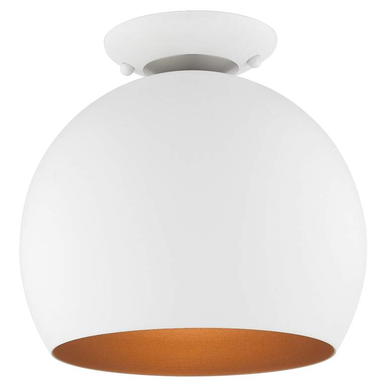 Image 1 Livex 10" Wide White Dome Modern Semi-Flush Mount Ceiling Light