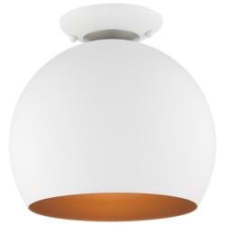Livex 10" Wide White Dome Modern Semi-Flush Mount Ceiling Light