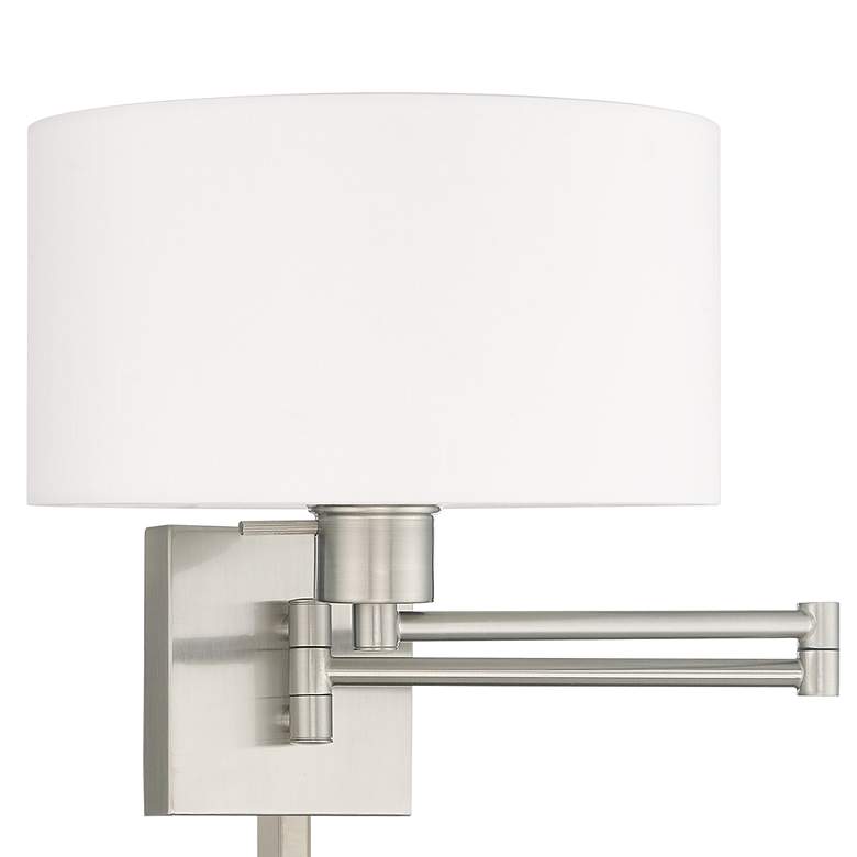 Image 3 Livex 11" Drum Shade Brushed Nickel Plug-In Swing Arm Wall Lamp more views
