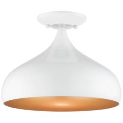 Livex 12" Wide Modern Gloss White Dome  Semi-Flush Mount Ceiling Light