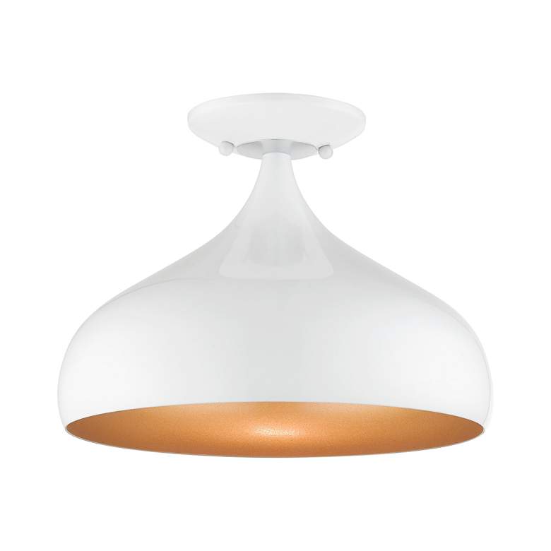 Image 3 Livex 12" Wide Modern Gloss White Dome  Semi-Flush Mount Ceiling Light more views