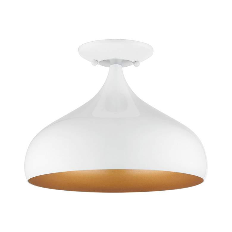Image 4 Livex 12" Wide Modern Gloss White Dome  Semi-Flush Mount Ceiling Light more views