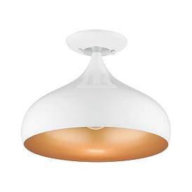 Image5 of Livex 12" Wide Modern Gloss White Dome Semi-Flush Mount Ceiling Light more views